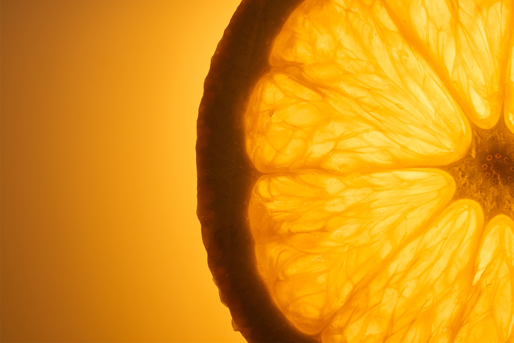 Image of a slice of fresh orange fruit